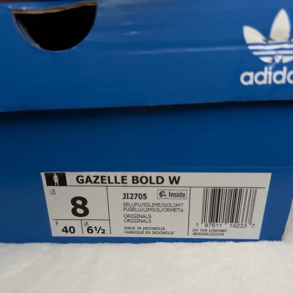 Adidas Gazelle Bold “Lucid Fuchsia Solar Slime Satin” | Women’s 8 | New w/ Box